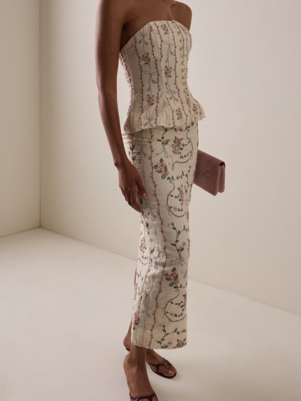 Agua by Agua Bendita Lirica Navegante Linen Maxi Skirt and Linen Top